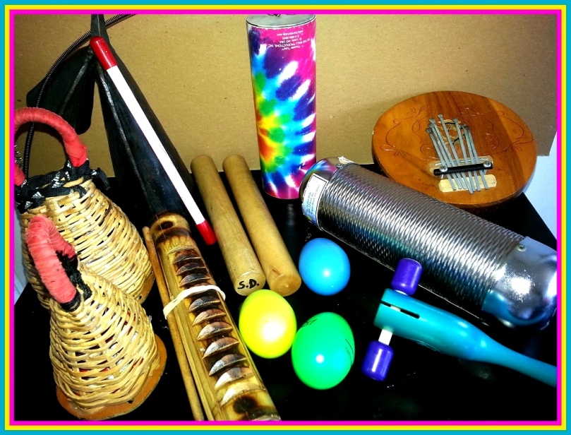 Hand percussion instruments helpful in music and drumming therapy, and handy when traveling
