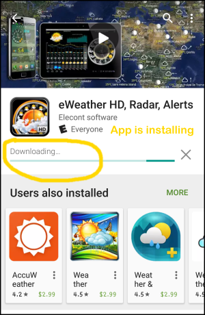 eWeather HD android installation with Google Promo code Step5